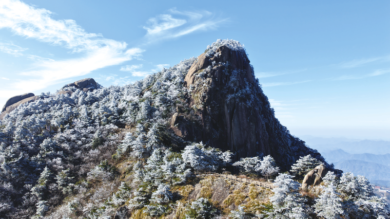 九華山迎來今冬首場降雪